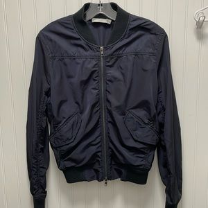 Vince Cropped Navy Blue Shrunken Bomber Jacket - M